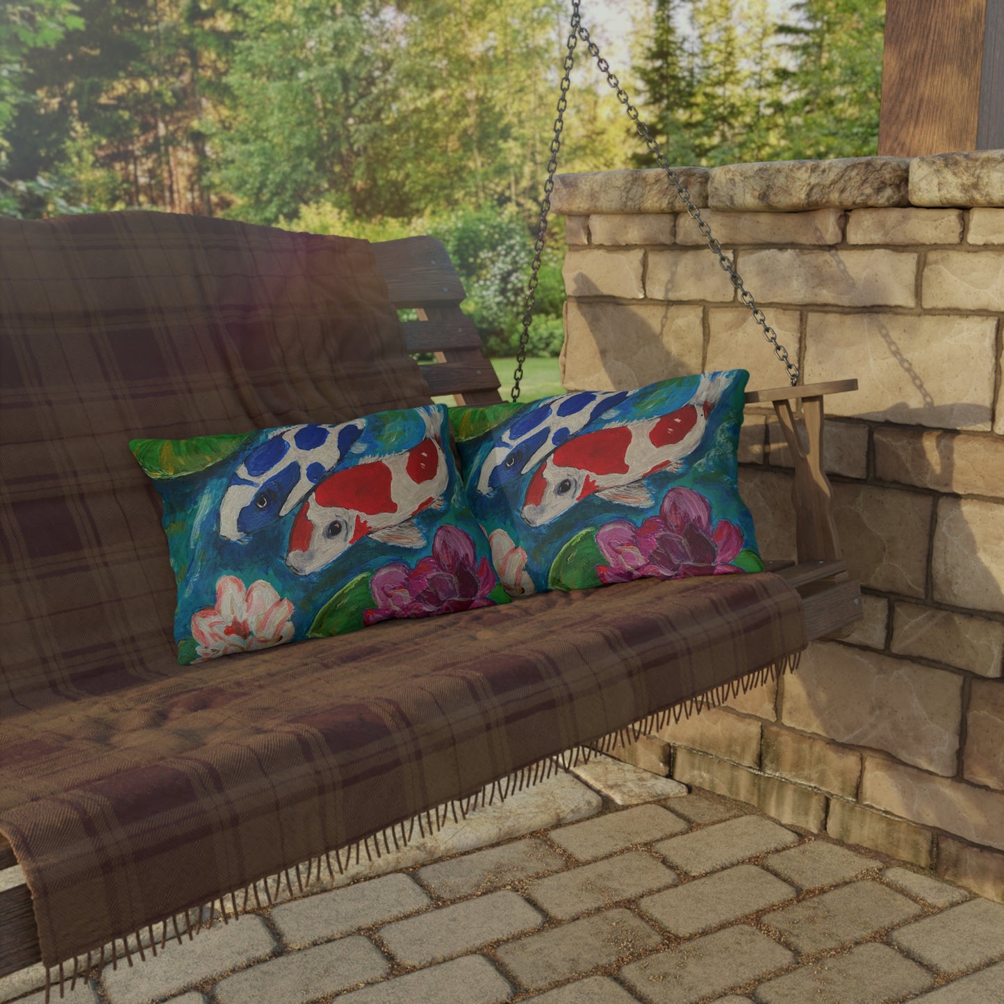 Outdoor Pillows - Coi Fish and Lilies