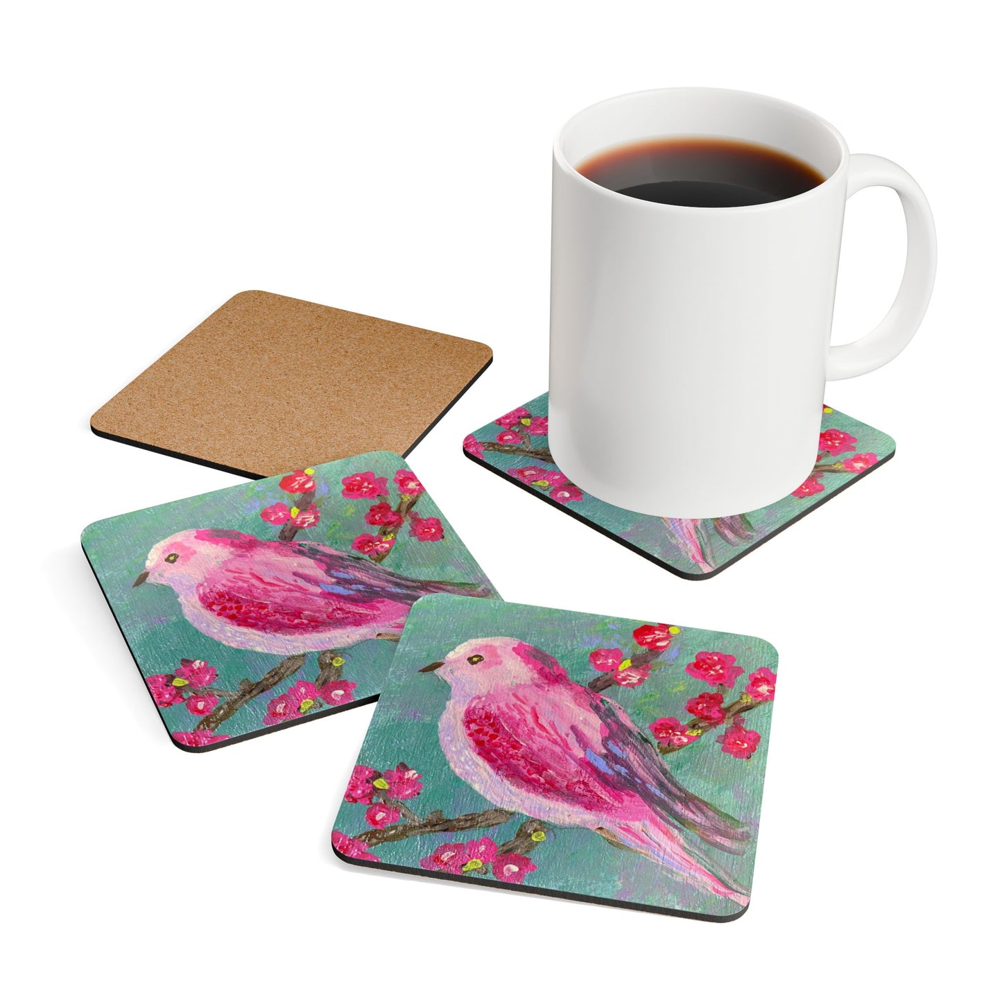 Coaster Set - Rose Finch