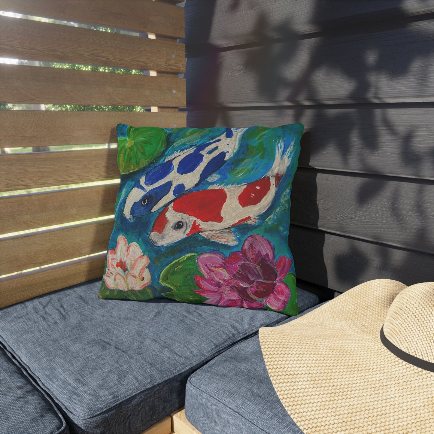 Outdoor Pillows - Coi Fish and Lilies