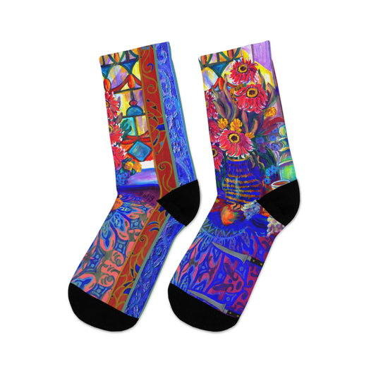 Crew Socks - Red Zinneas