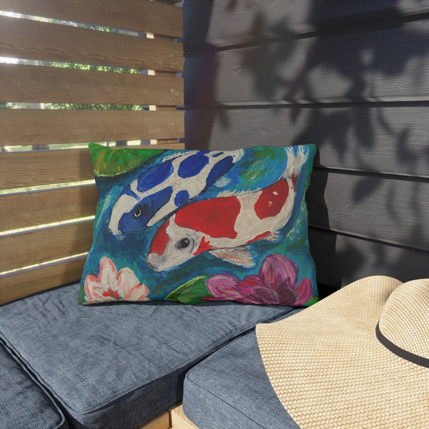 Outdoor Pillows - Coi Fish and Lilies