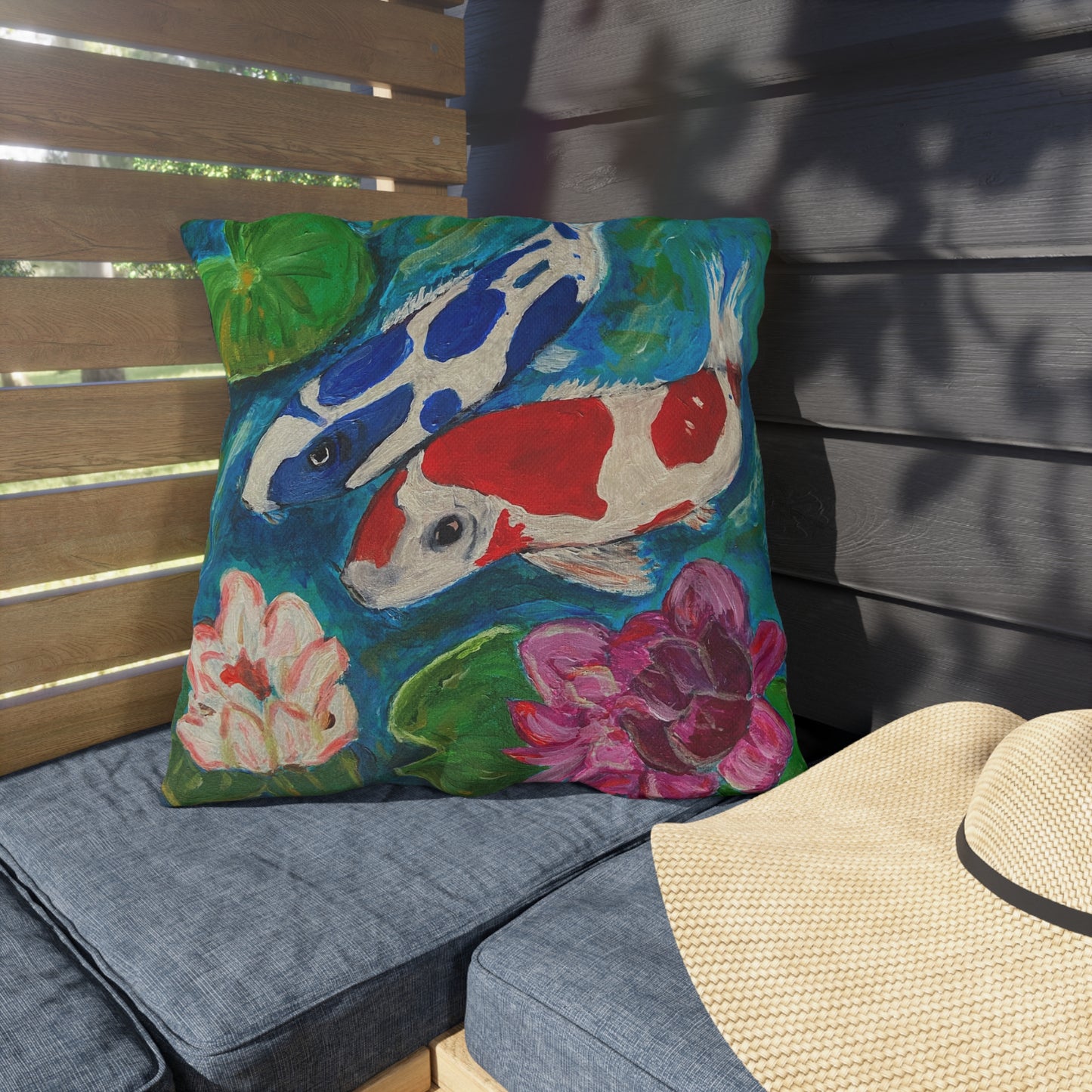 Outdoor Pillows - Coi Fish and Lilies