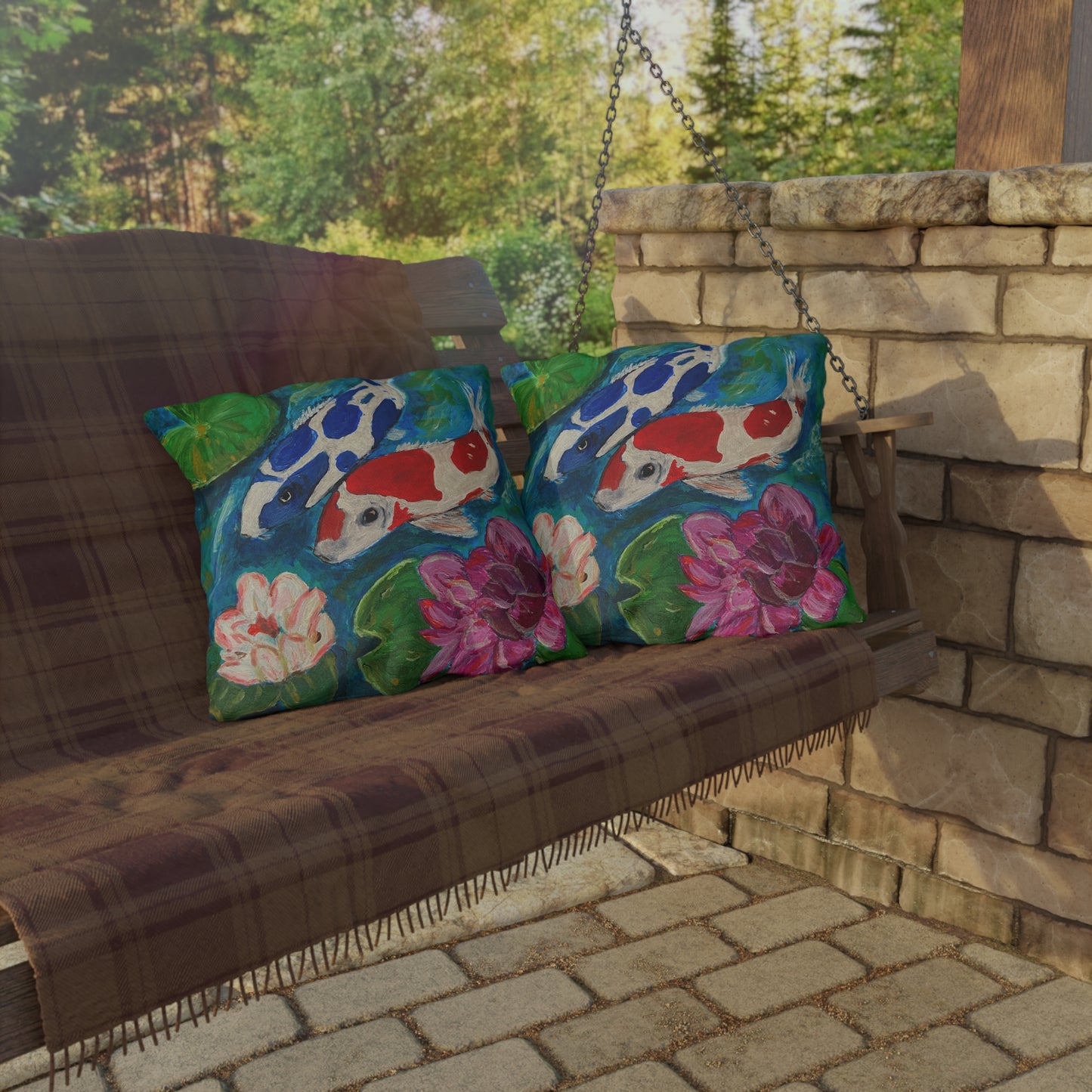 Outdoor Pillows - Coi Fish and Lilies