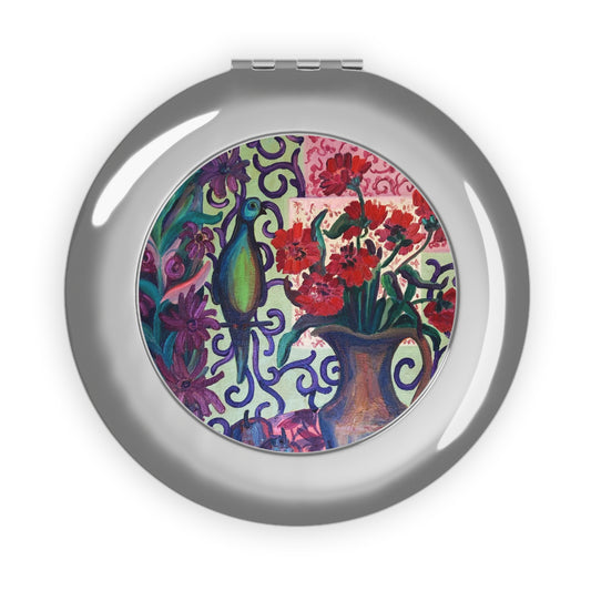 Compact Travel Mirror - "Green Parrot"
