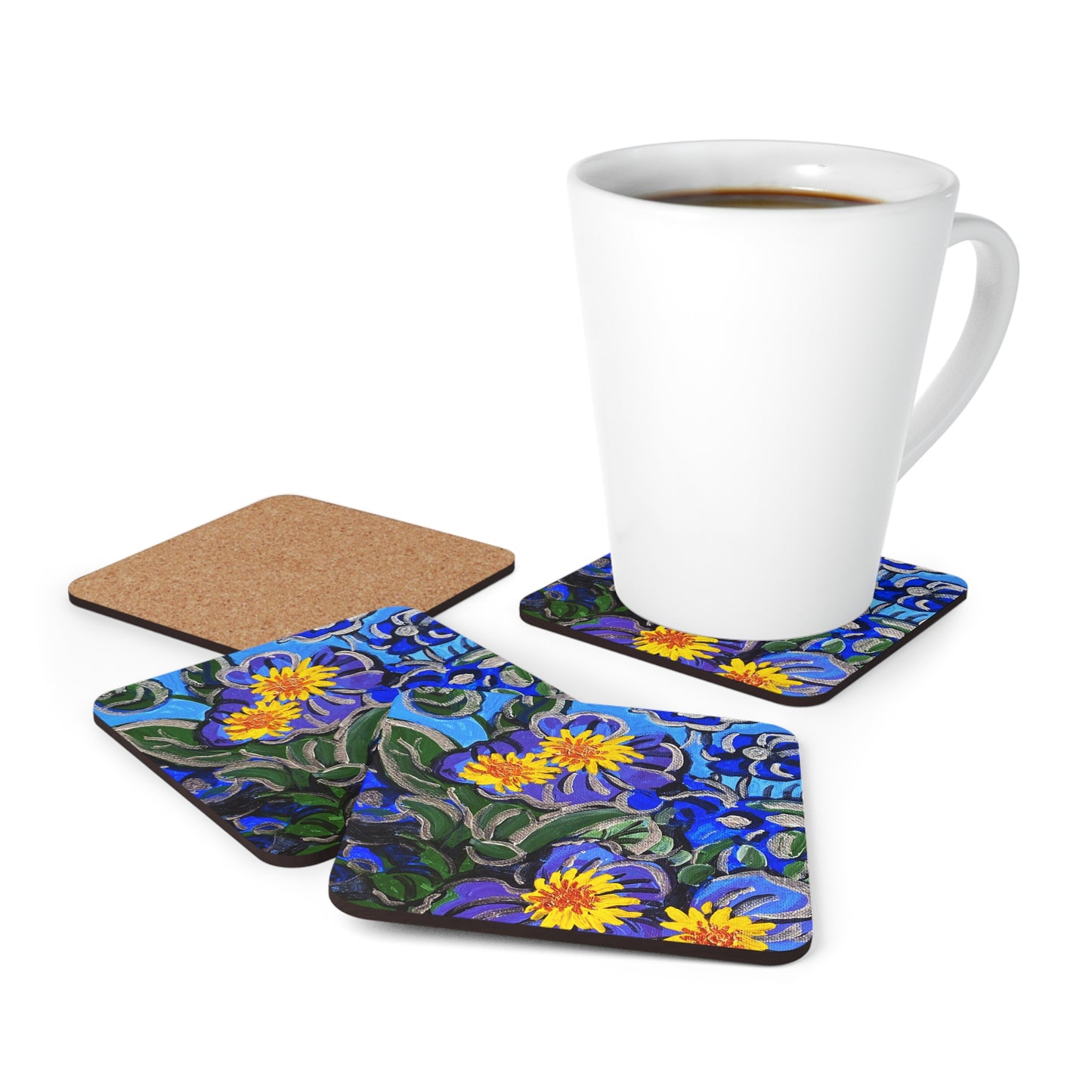 Corkwood Coaster Set - The Happy Blues
