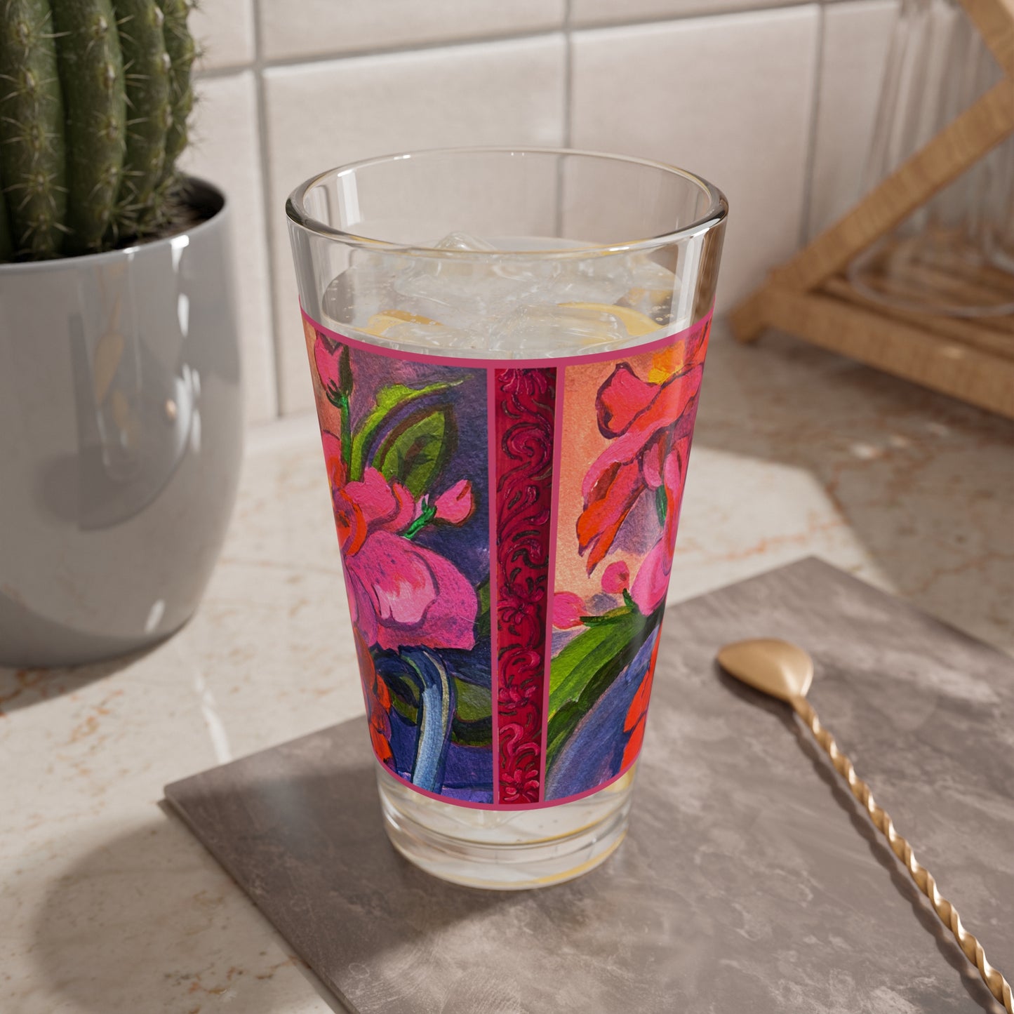 Pint/Cocktail Glasses - Pink Magnolias