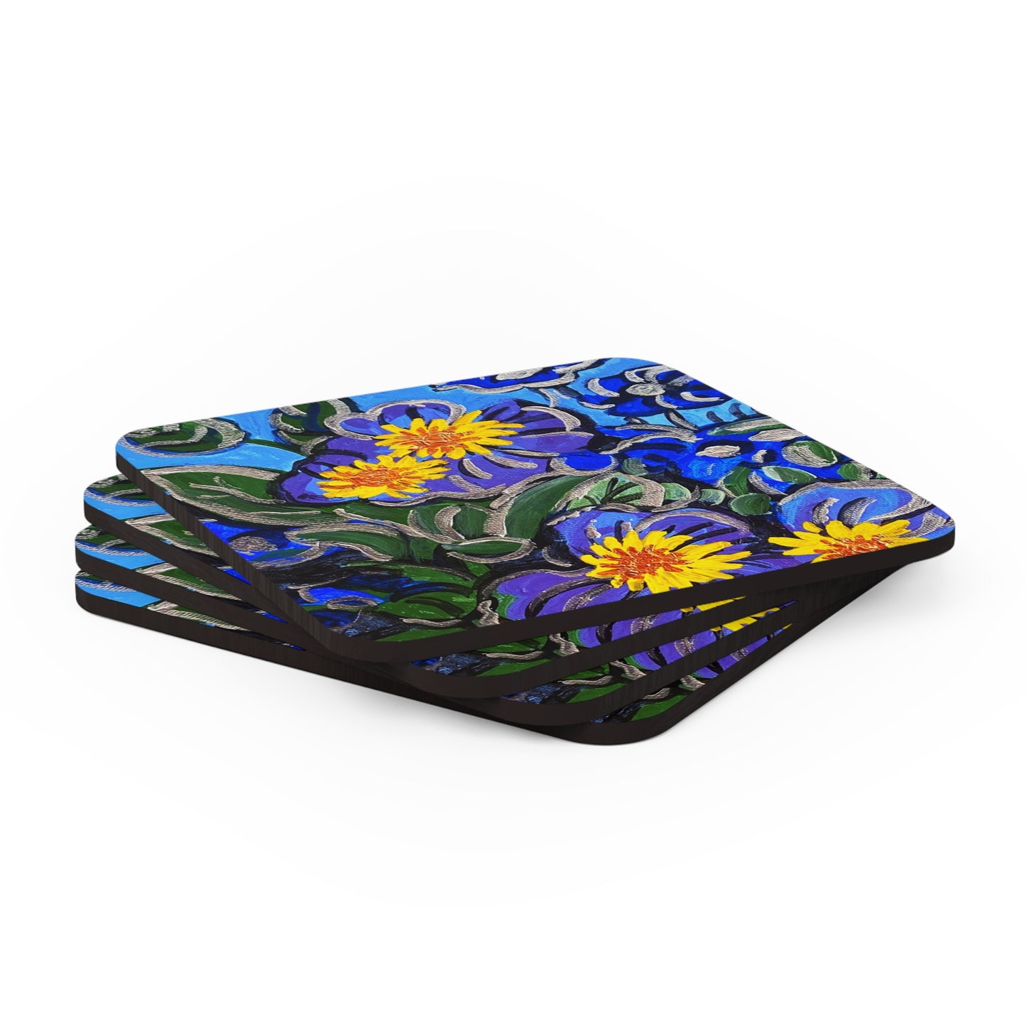 Corkwood Coaster Set - The Happy Blues