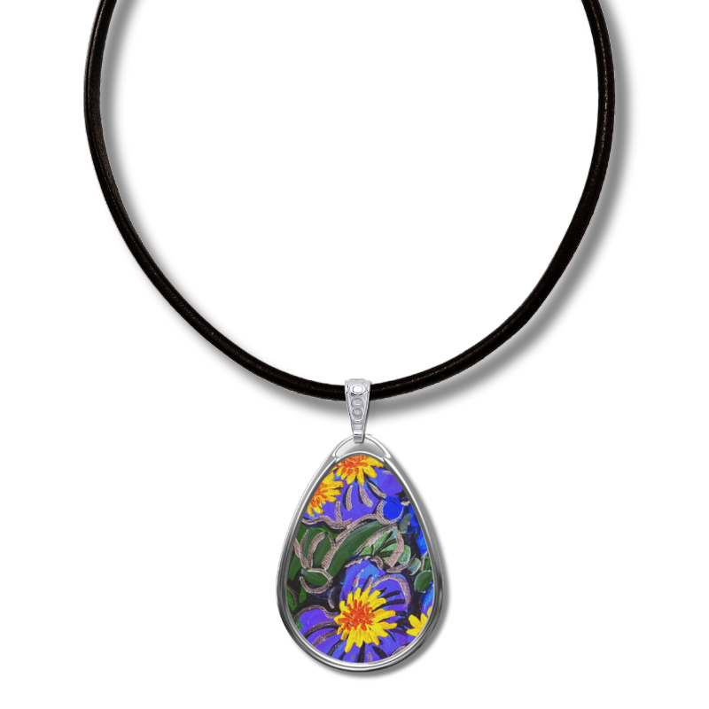 Oval Pendant - "The Happy Blues"