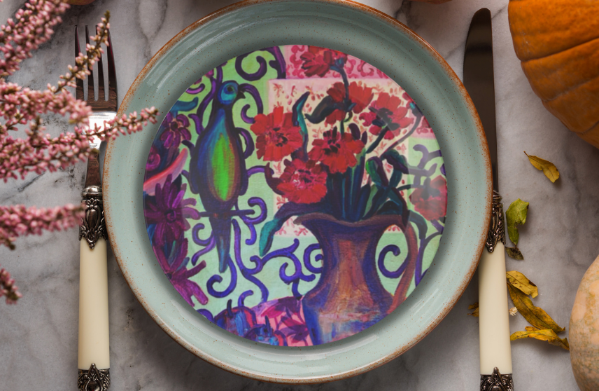 Melamine Plates - "Green Parrot"
