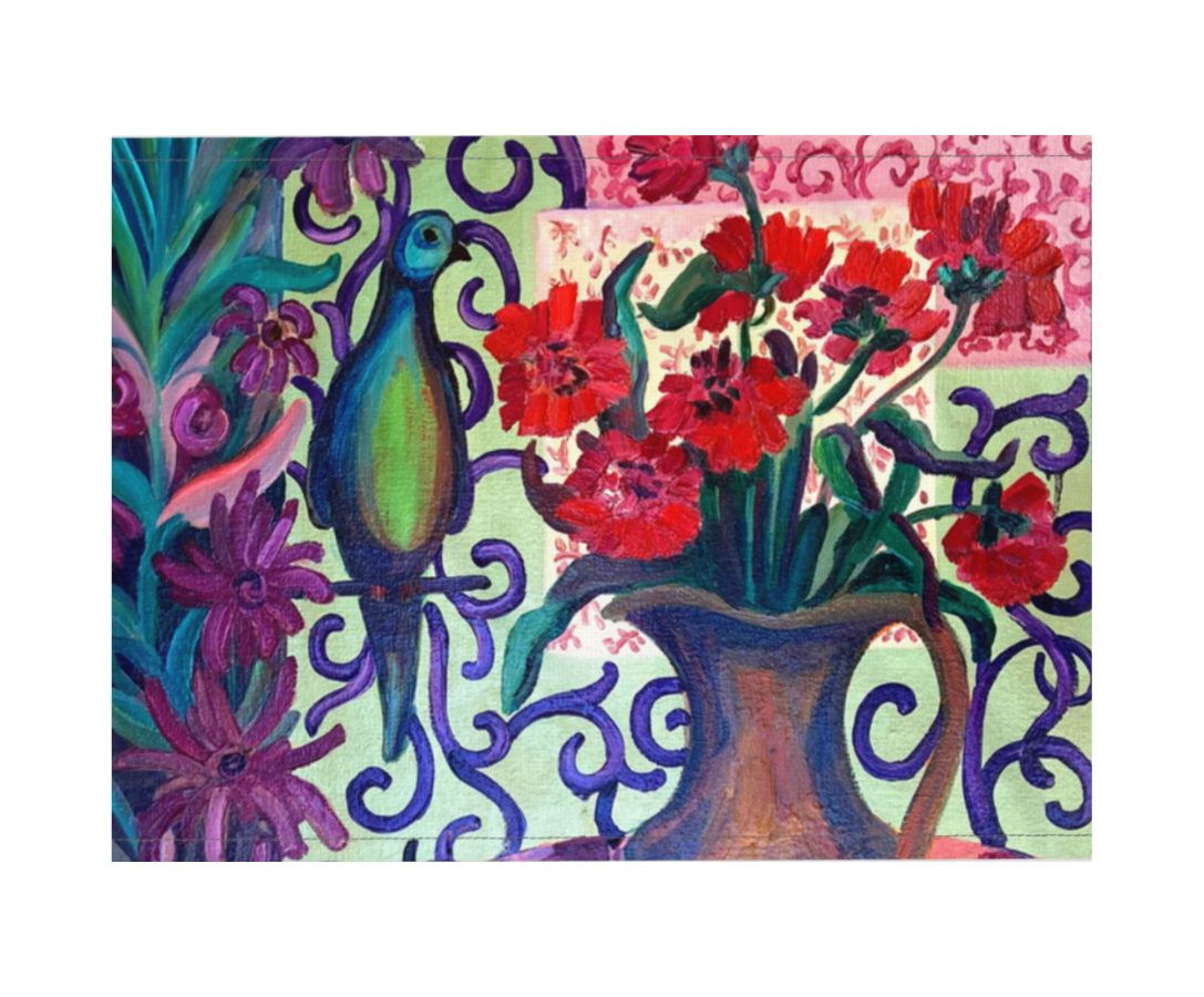 Custom Fabric Placemat "Green Parrot"