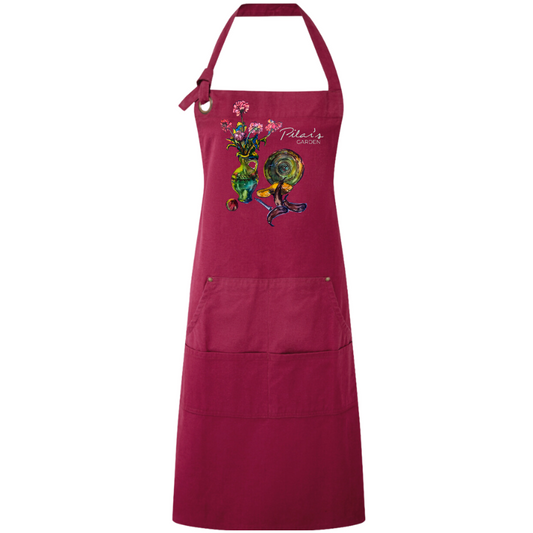 Aprons - Red with "Green Vase" Design