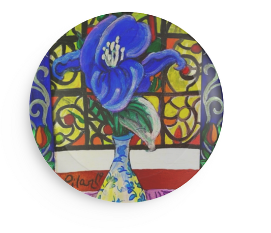 Melamine Plates - Blue Magnolia and Stained Glass