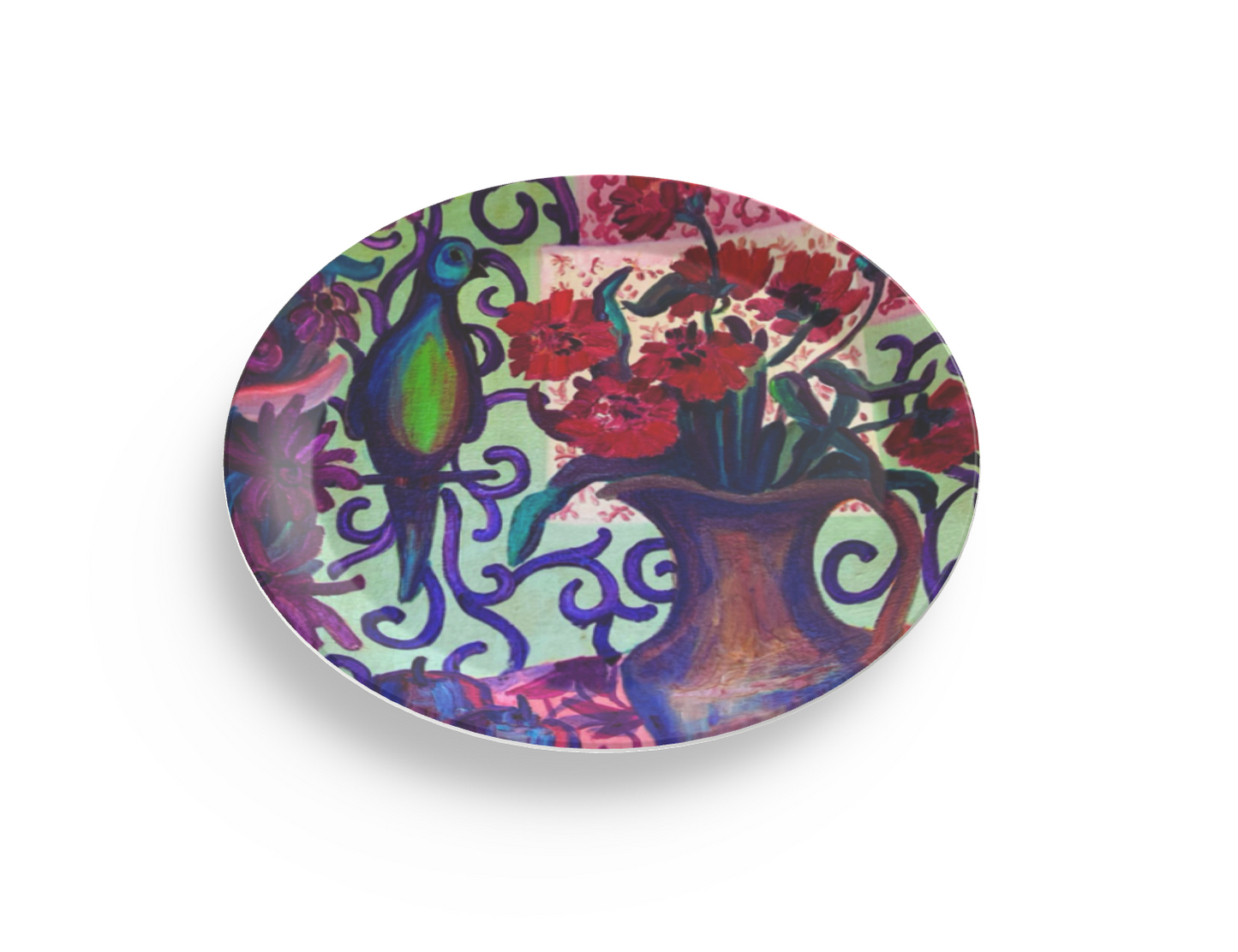 Melamine Plates - "Green Parrot"