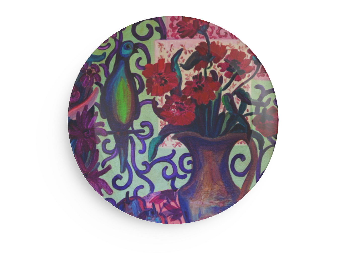 Melamine Plates - "Green Parrot"
