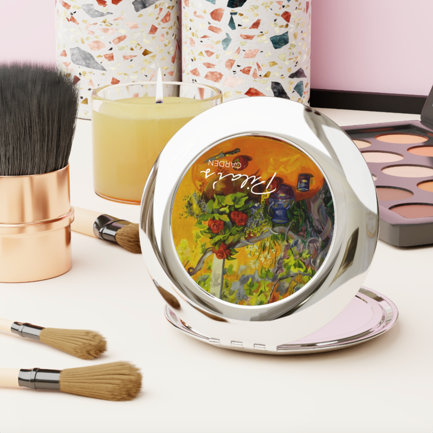 Compact Travel Mirror - Golden Garden