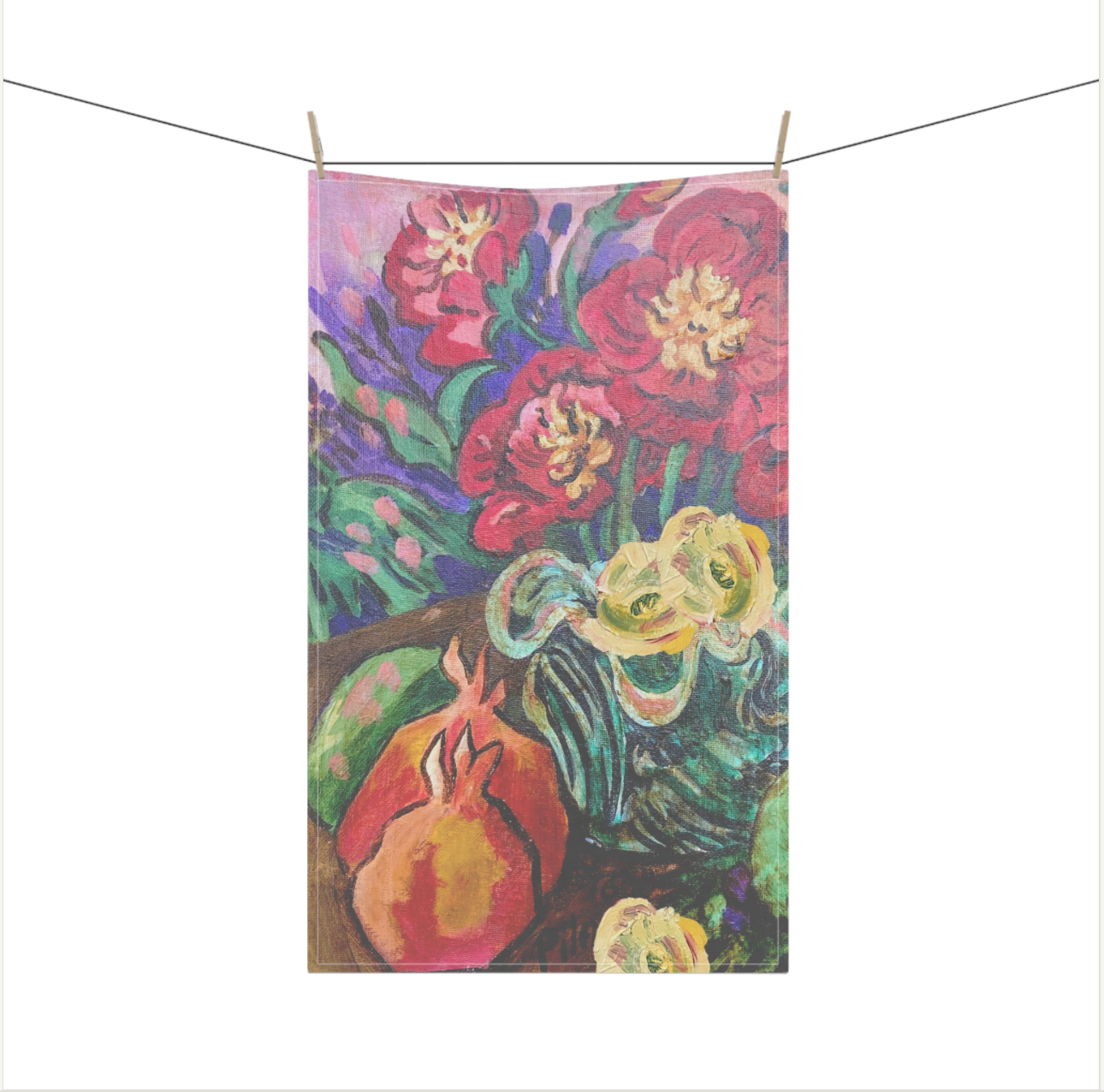 Cotton Tea Towel - Pomegranates