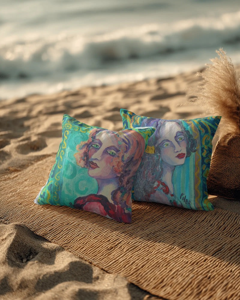 Decorative Pillow - 1920's Girls, Front/Back Complimentary Design