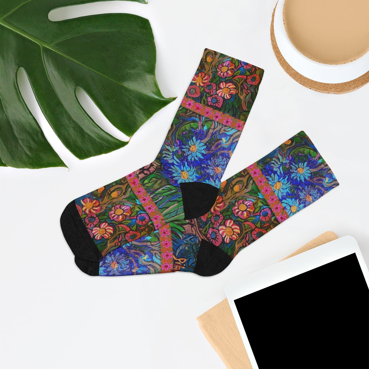 Crew Socks - "Flower Riot"