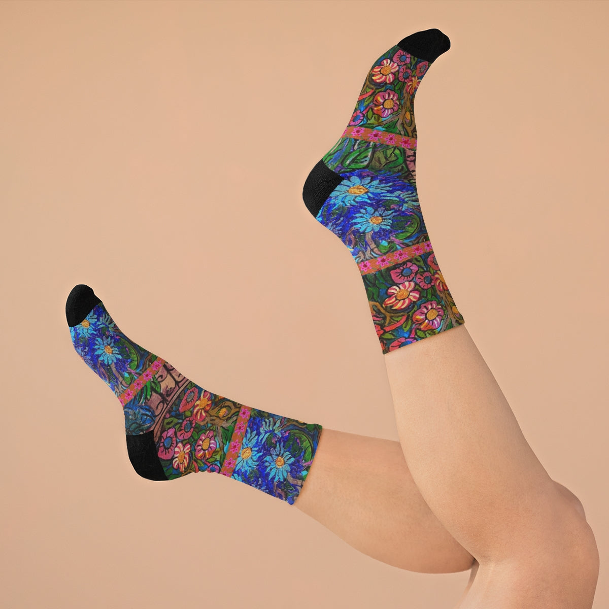 Crew Socks - "Flower Riot"