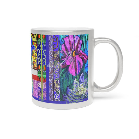 Wild Iris Mug Bathed in Metallic Silver