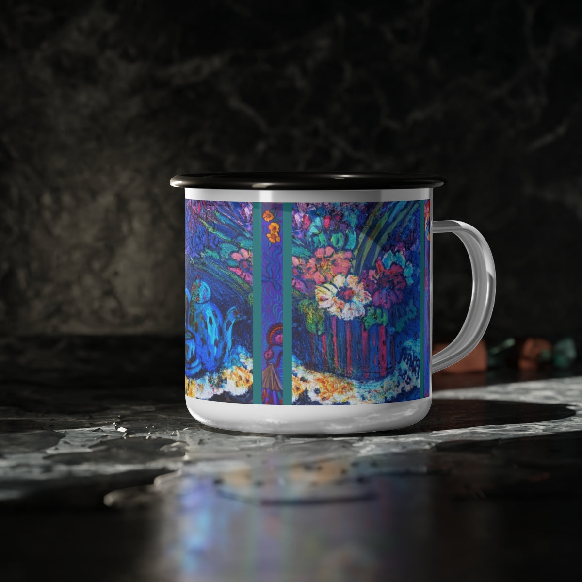 Enamel Camp Cup "Blue Teapot"