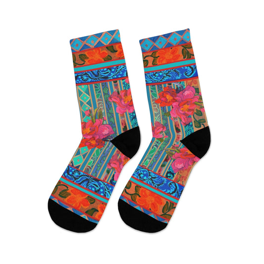 Crew Socks - "Pink and Turqoise"