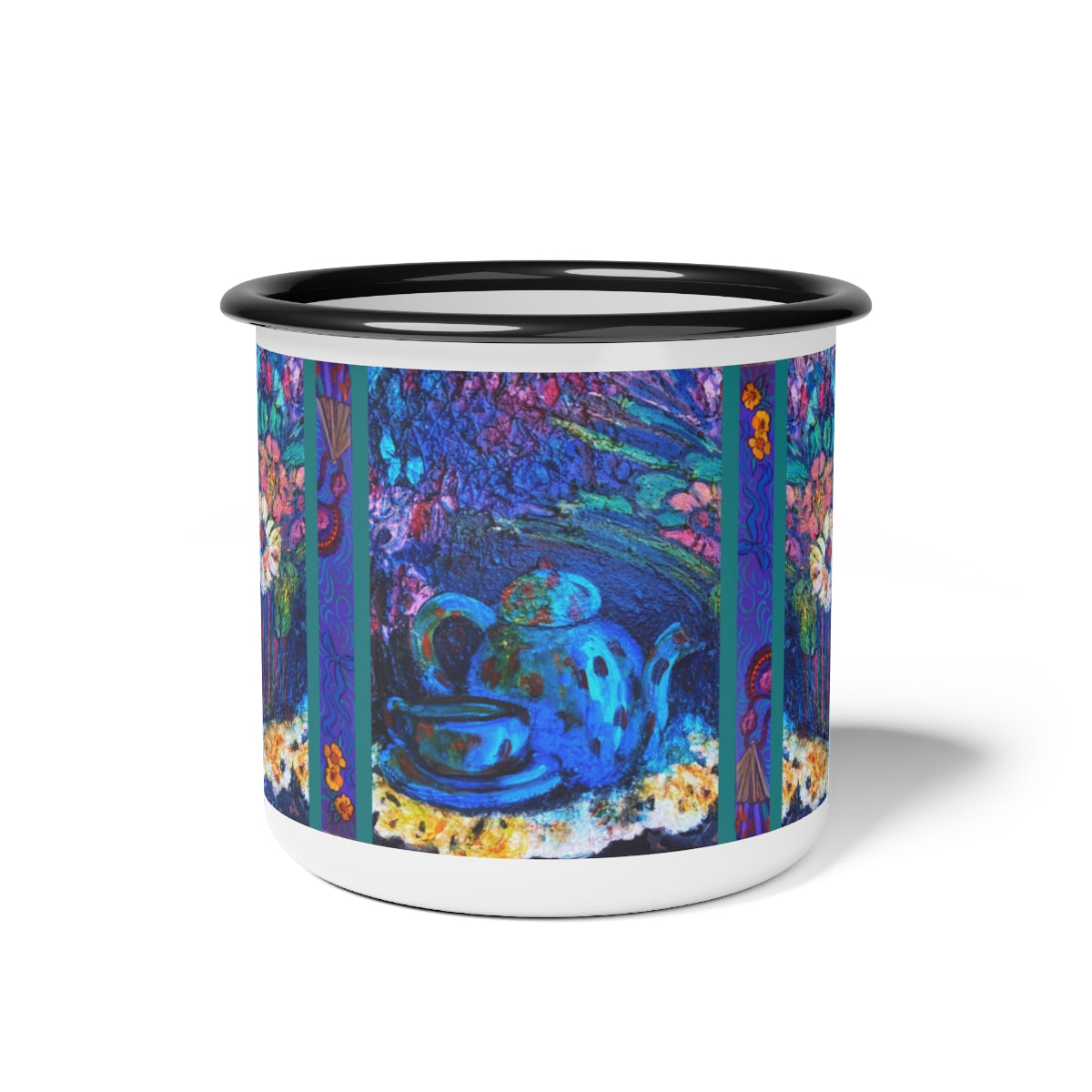 Enamel Camp Cup "Blue Teapot"