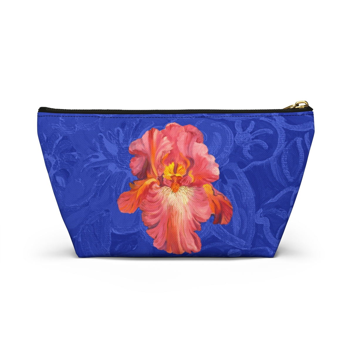 Perfect Pouch "Pink Iris on Blue"