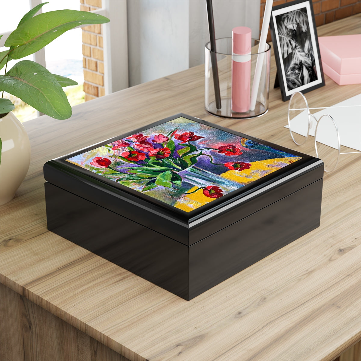 Jewelry and Keepsake Box "Red Poppies"