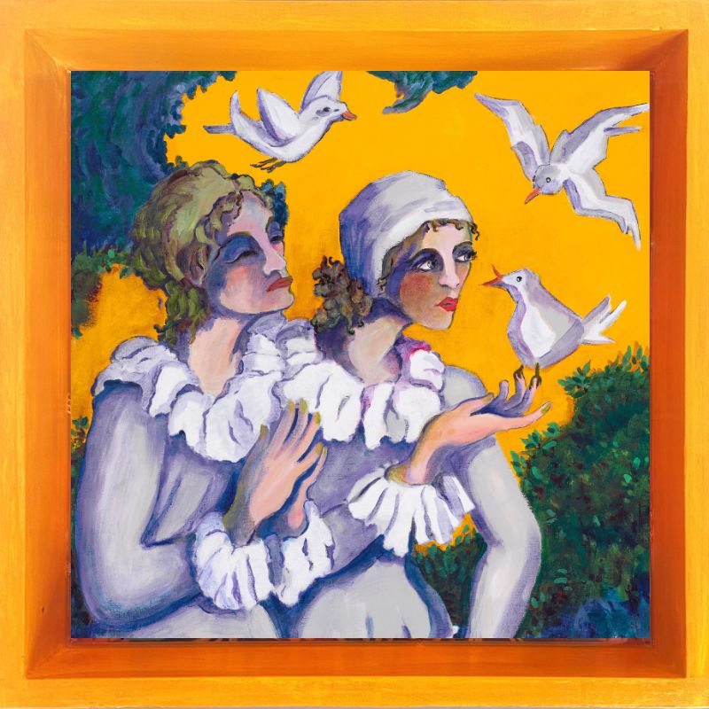Wooden Shadowbox/Tray: Message of the Doves