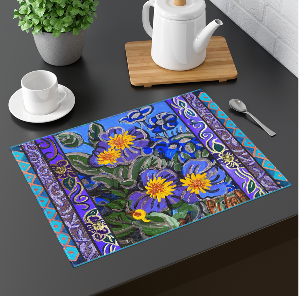Custom Fabric Placemat "Morning Glories"
