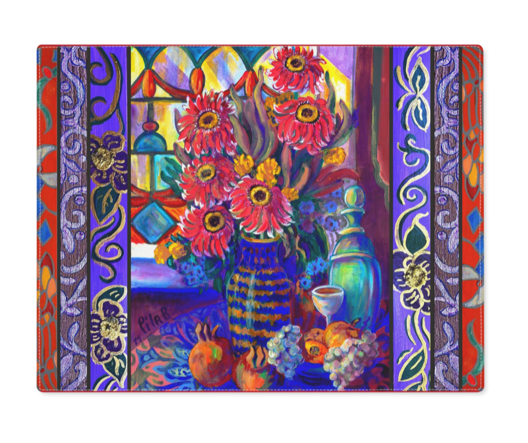 Custom Fabric Placemat "Kitchen Zinnias"