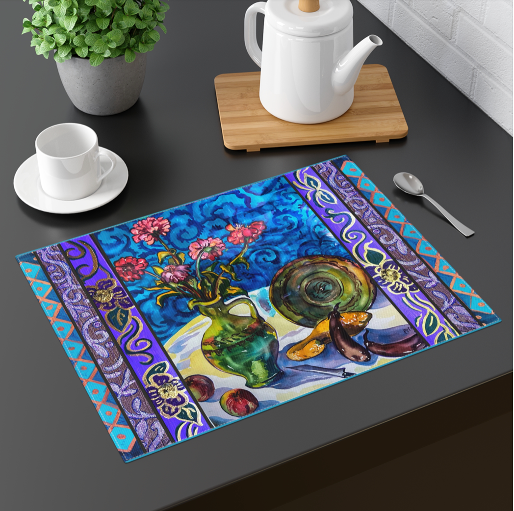 Custom Fabric Placemat "Green Vase"