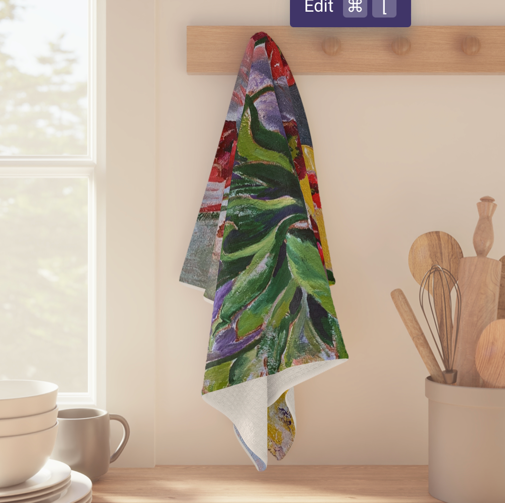 Cotton Tea Towel - Red Poppies