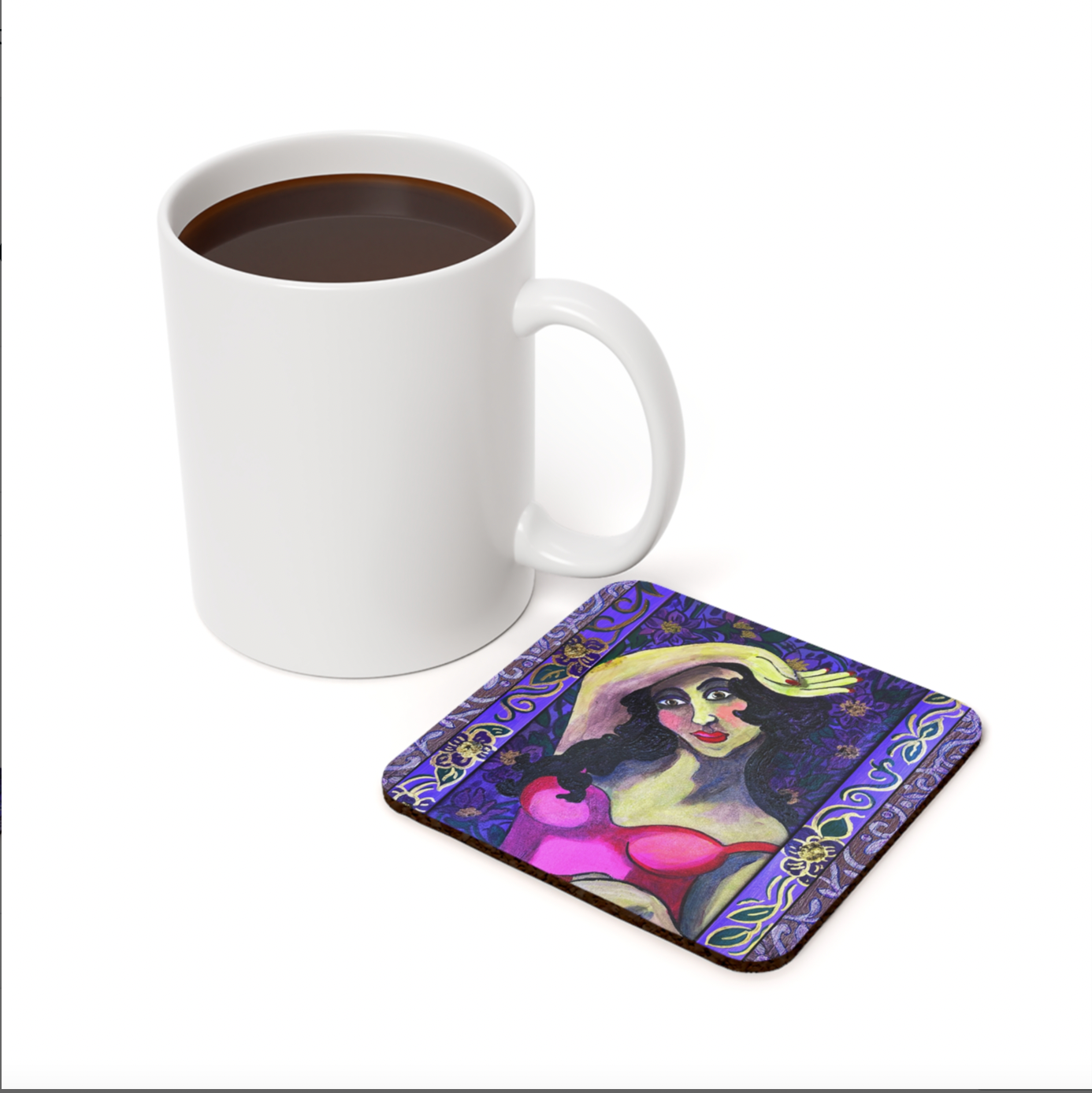 Coaster Set in Handmade Tray "Les Parisiennes"