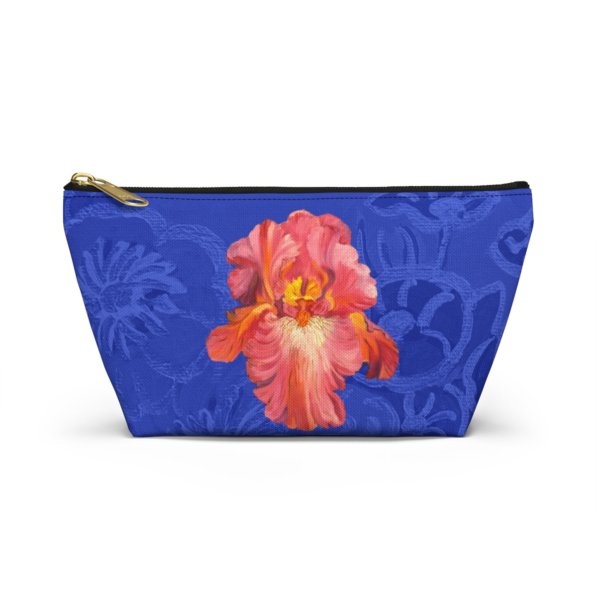 Perfect Pouch "Pink Iris on Blue"