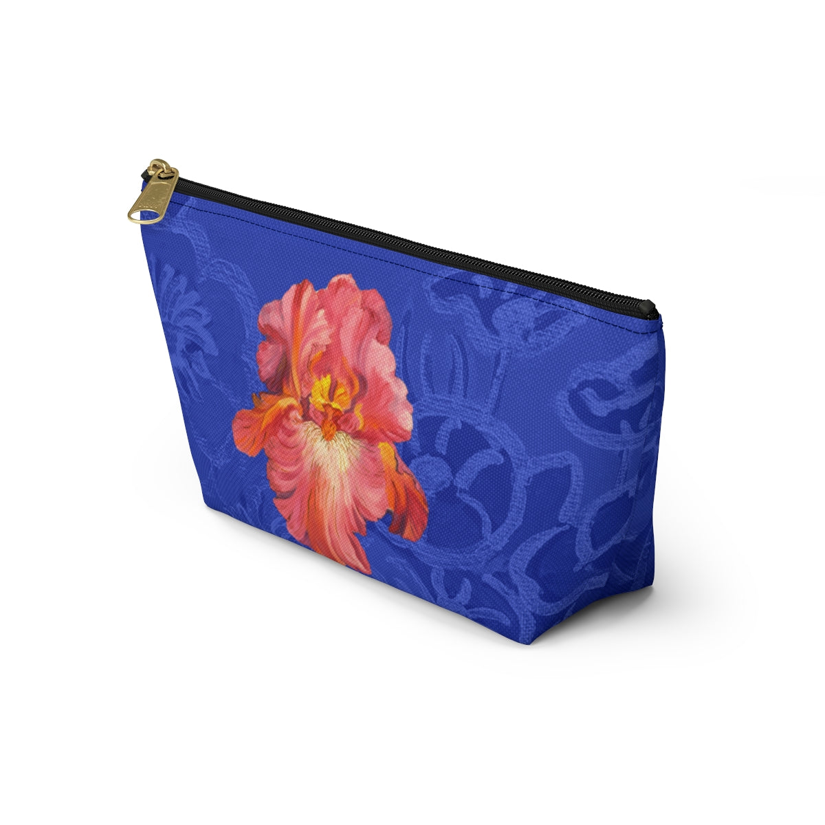 Perfect Pouch "Pink Iris on Blue"