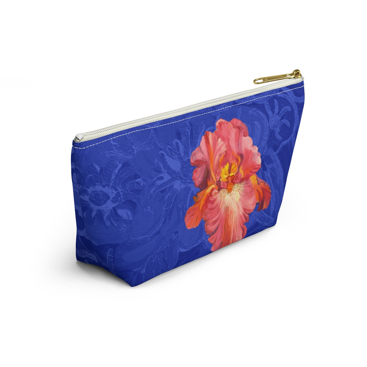 Perfect Pouch "Pink Iris on Blue"