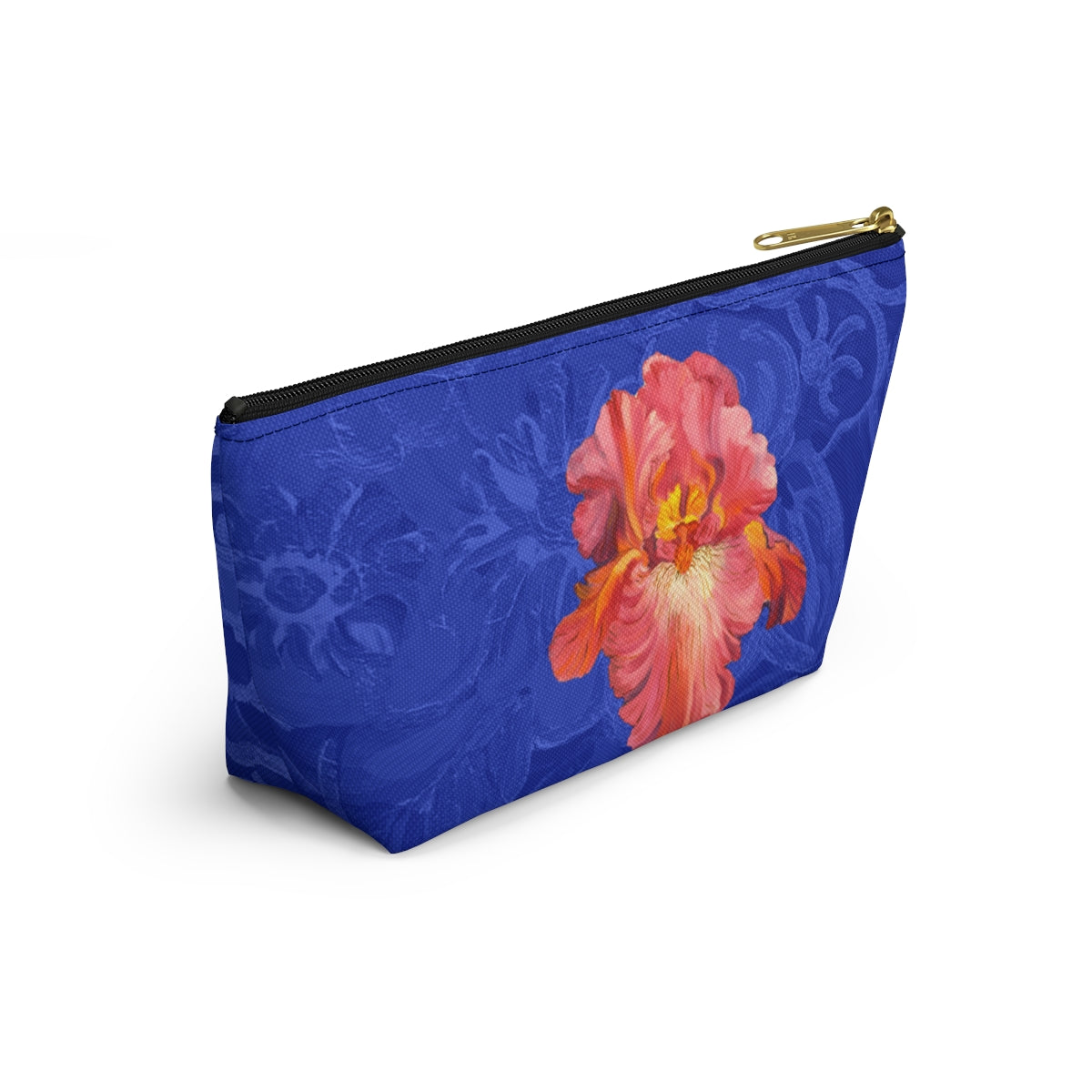 Perfect Pouch "Pink Iris on Blue"