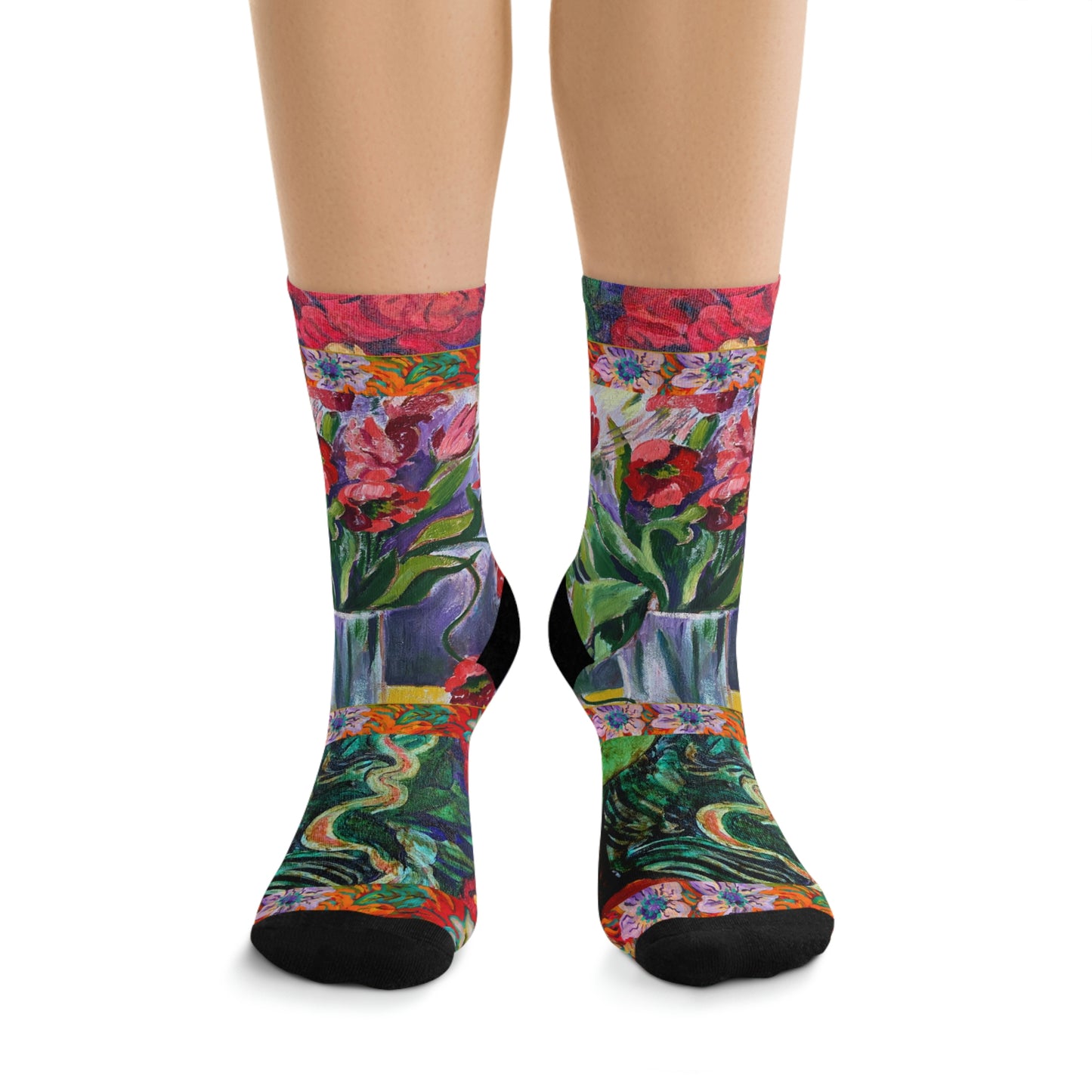 Crew Socks - Bright Poppies