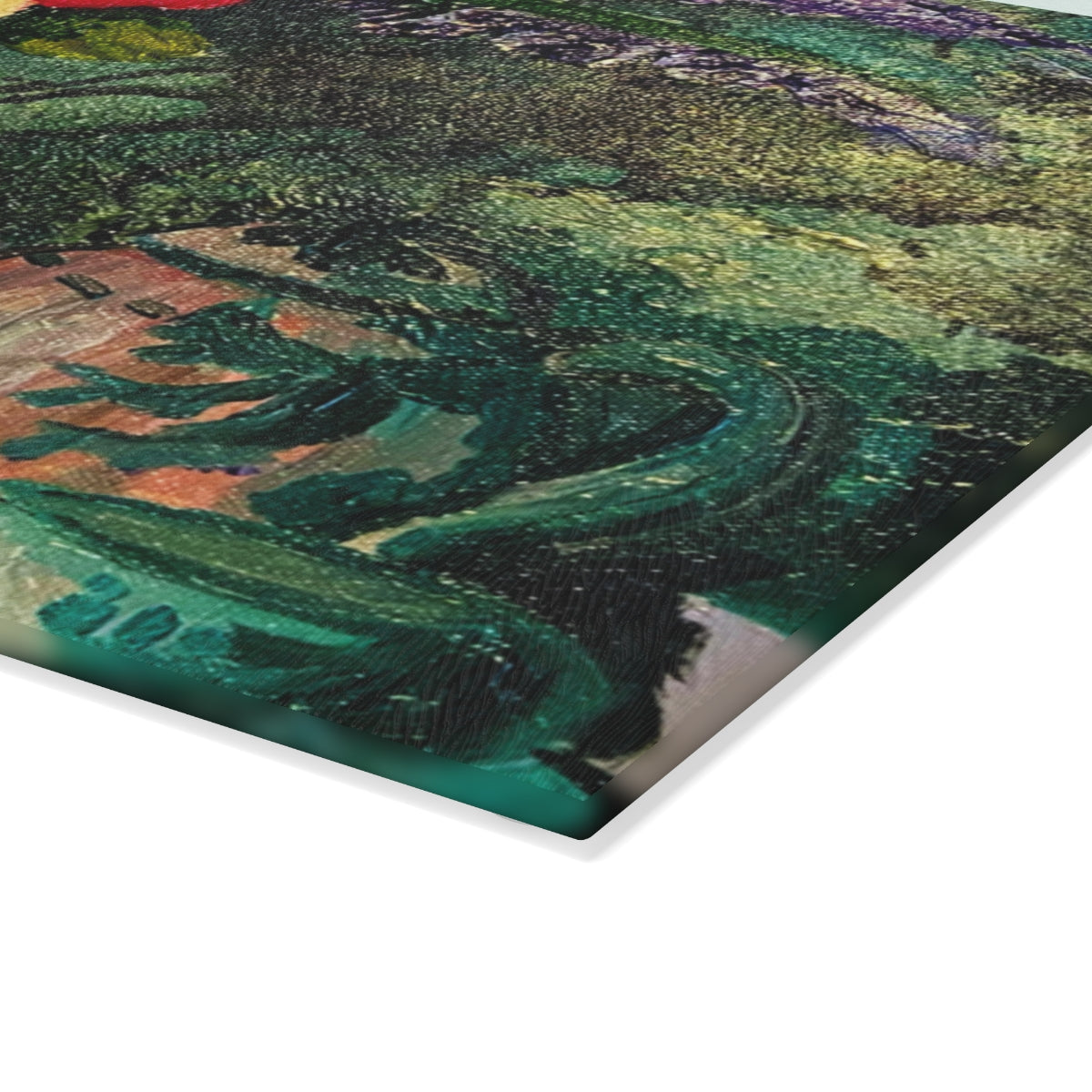 Tempered Glass Cutting Board "Tea Roses"