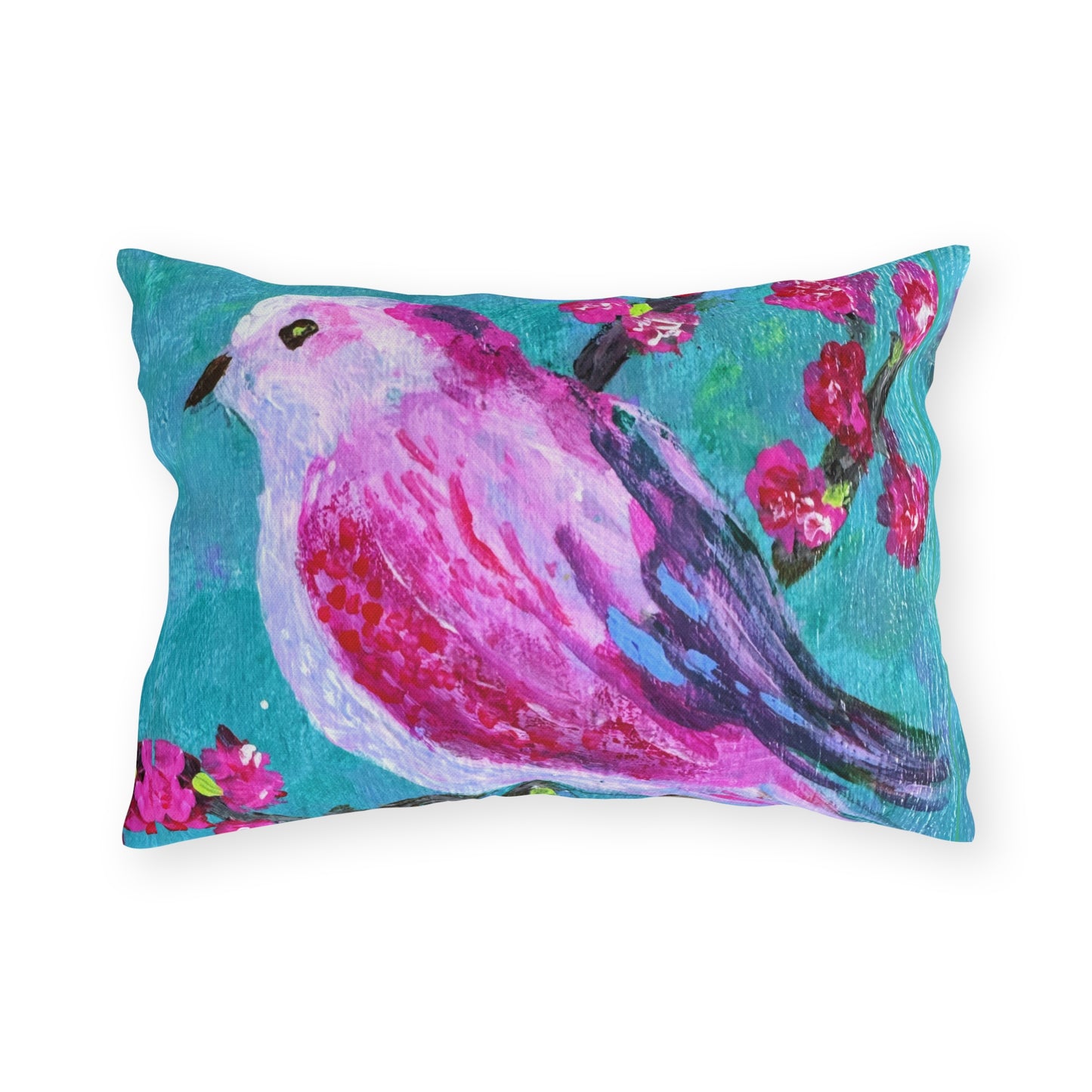 Outdoor Pillows - Pink Flowers and Birdie