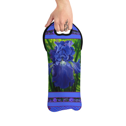 Wine Tote- Blue Iris