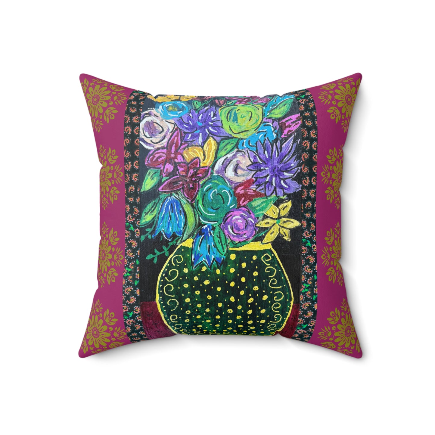 Decorative Pillow - Black vase and blooms