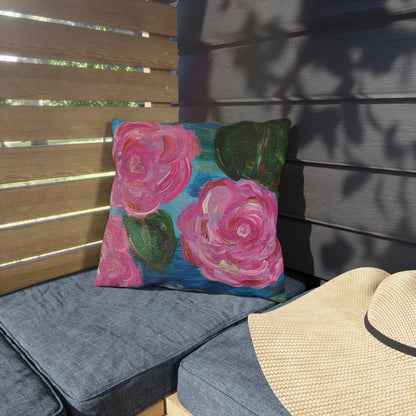 Outdoor Pillows - Pink Flowers and Birdie