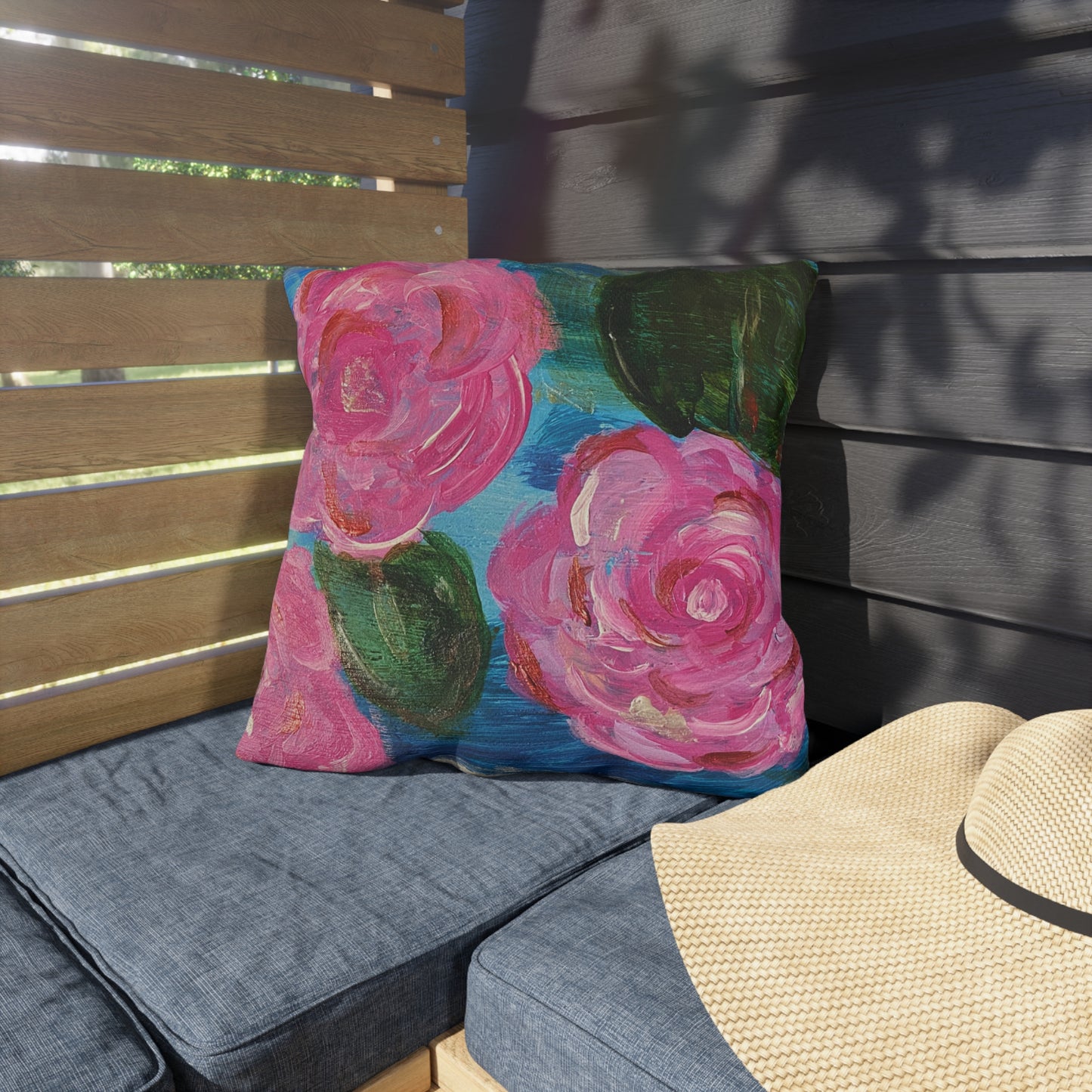 Outdoor Pillows - Pink Flowers and Birdie