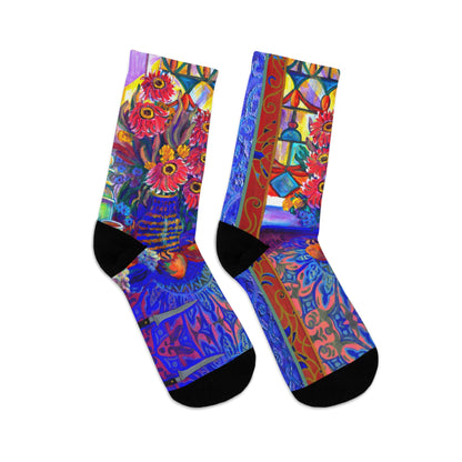 Eco-Friendly Socks - Red Zinneas