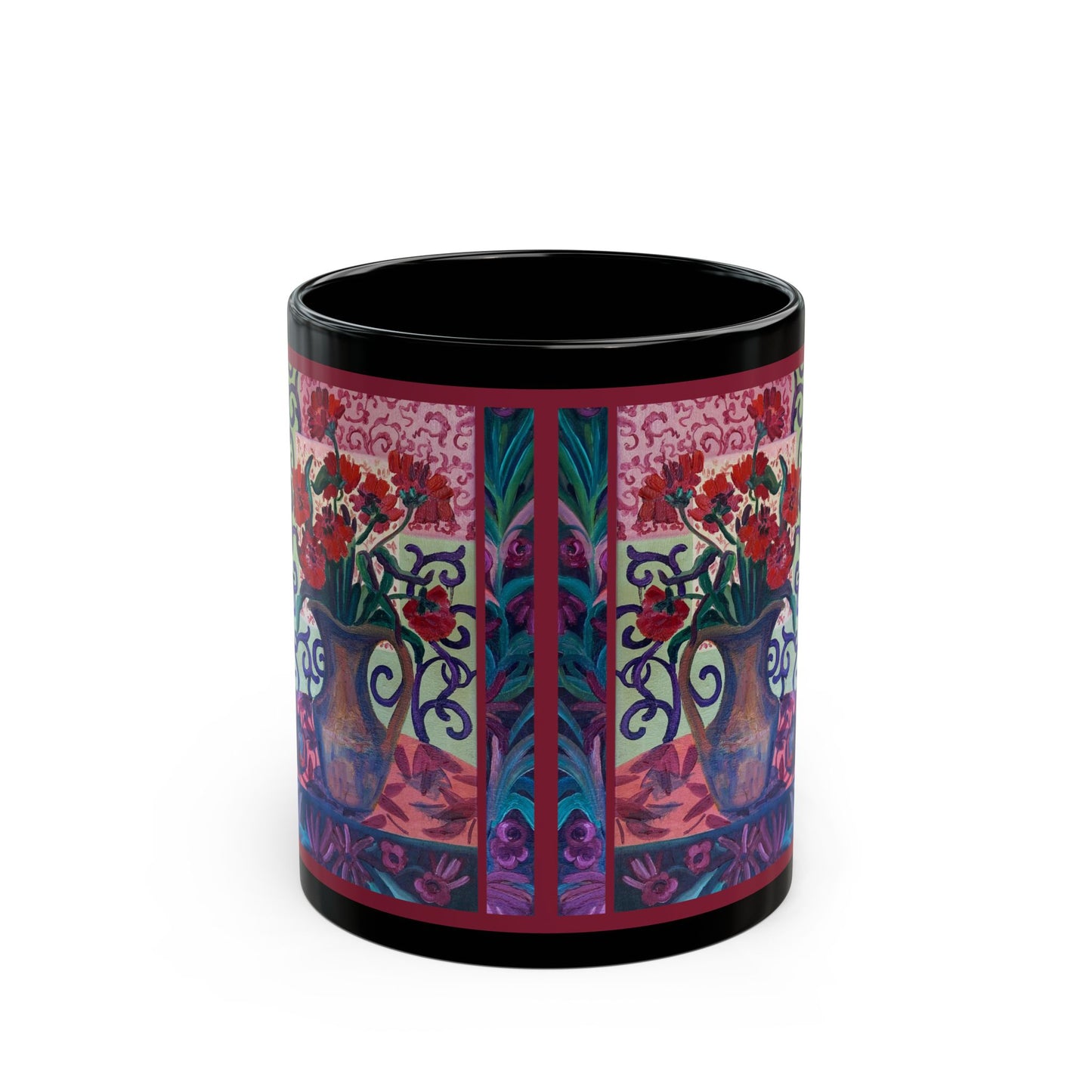 Ceramic Mug (Black) -Green Parrot