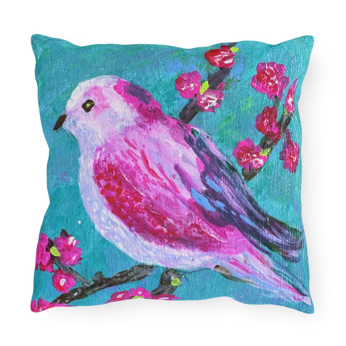 Outdoor Pillows - Pink Flowers and Birdie