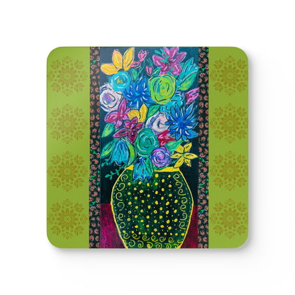 Corkwood Coaster Set - Spring Green by "Monica in the Garden"